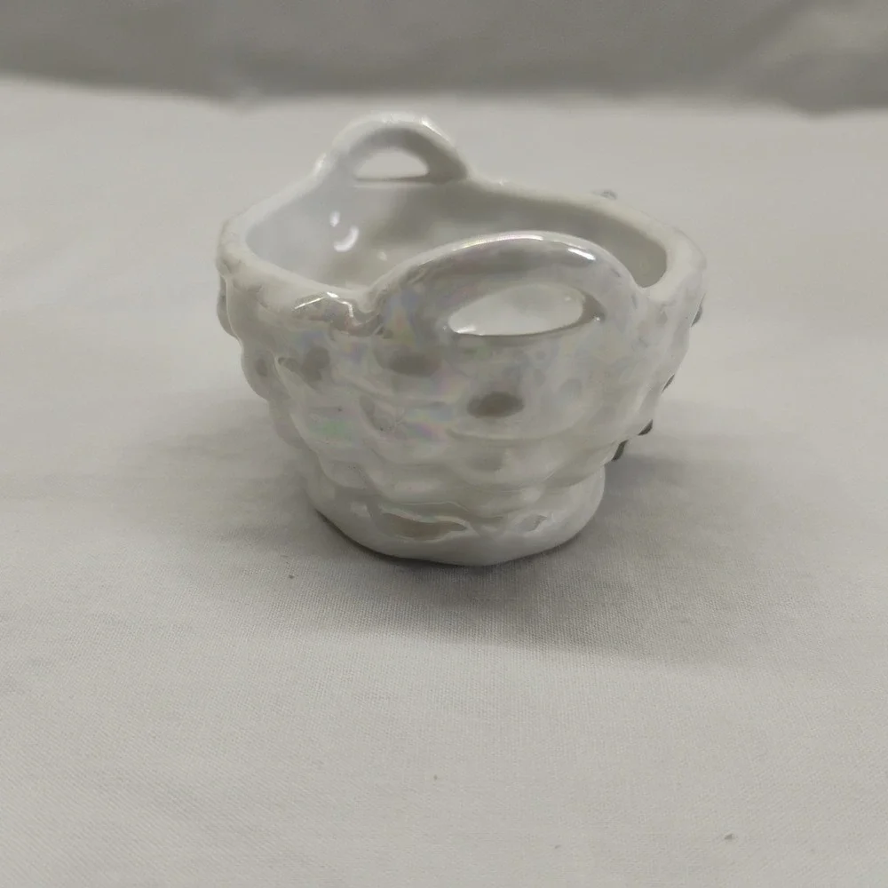 Elfinware Germany Vintage 3pc Salt Dip Cellar 1‎ Flawed Porcelain Basket Flowers